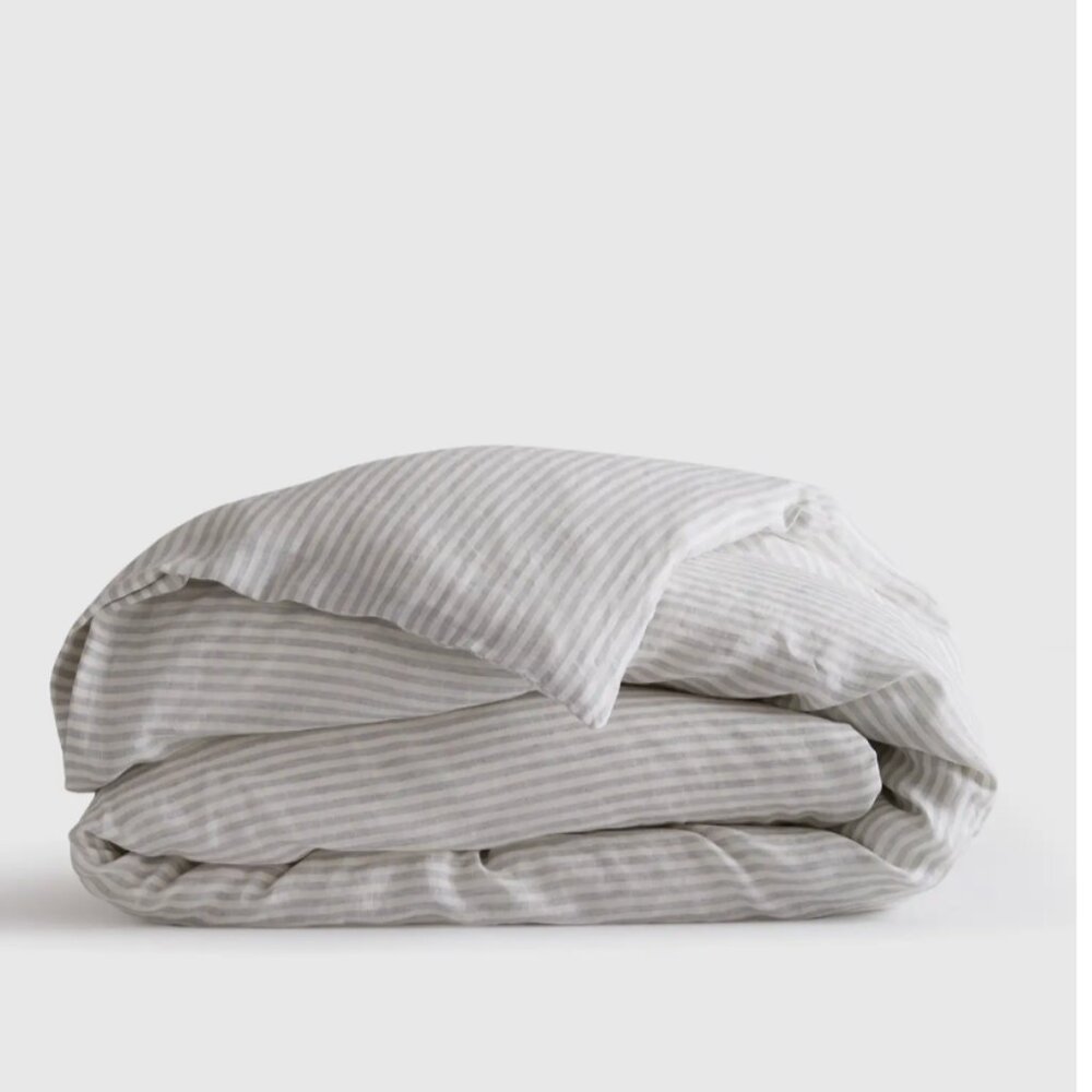 Quince King Linen Striped Duvet Cover Brand New!